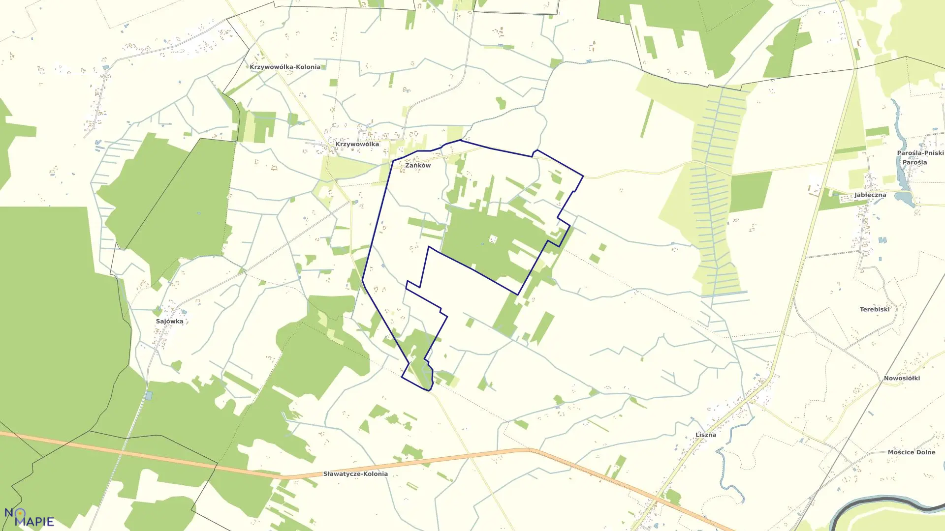 Mapa obrębu ZAŃKÓW w gminie Sławatycze